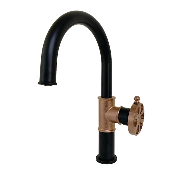 Eagan Single-Handle Bathroom Faucet W/ Push Pop-Up, Black/Rose Gold